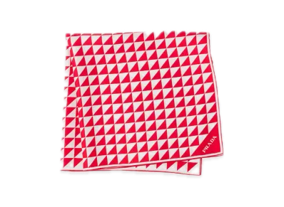 PRADA Printed Silk Twill Scarf 90 x 90 "Red/White"