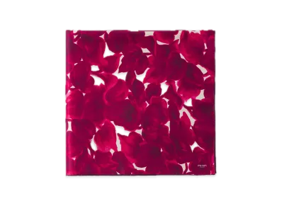 PRADA Printed Silk Shantung Scarf 90 x 90 "Purple/White"