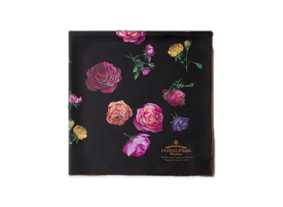 PRADA Printed Silk Twill Scarf 90 x 90 "Black"