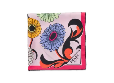PRADA Printed Silk Twill Scarf 55 x 55 "Pink"