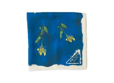 PRADA Printed Silk Twill Scarf 55 x 55 "Blue"
