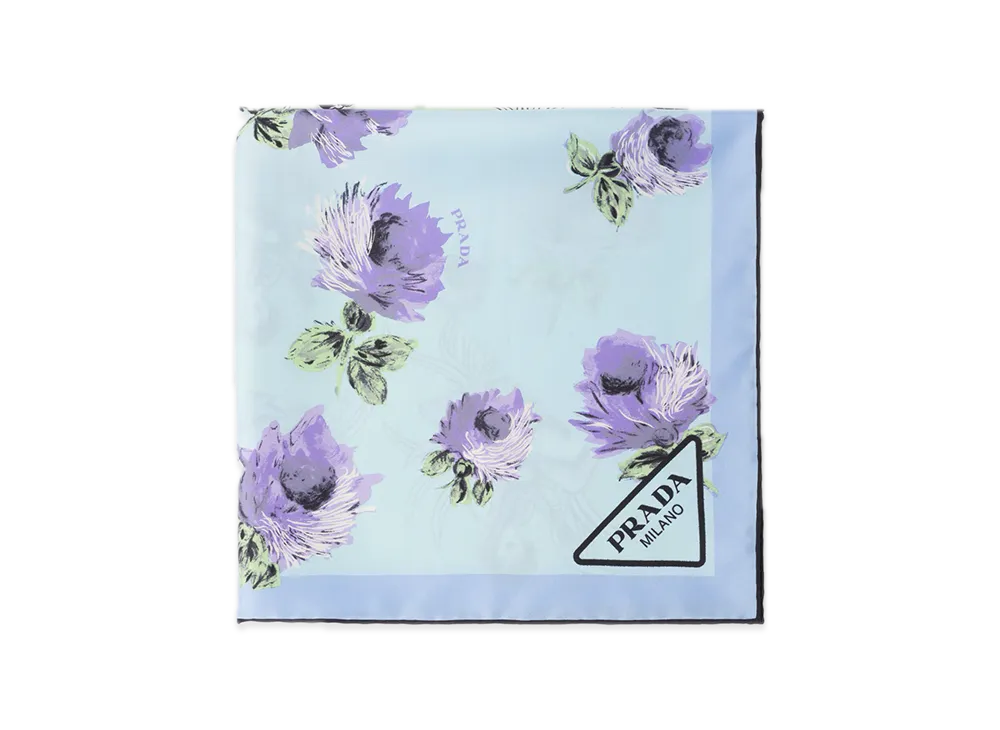 PRADA Printed Silk Twill Scarf 55 x 55 "Crystal"