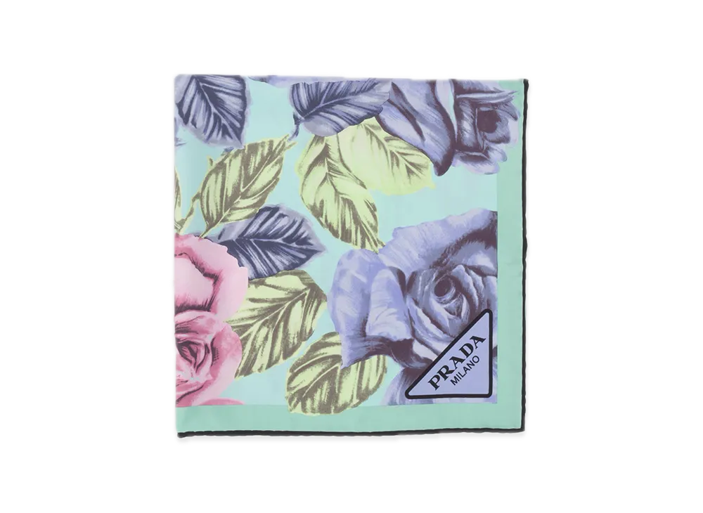 PRADA Printed Silk Twill Scarf 55 x 55 "Pastel Purple"