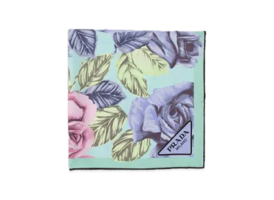 PRADA Printed Silk Twill Scarf 55 x 55 "Pastel Purple"