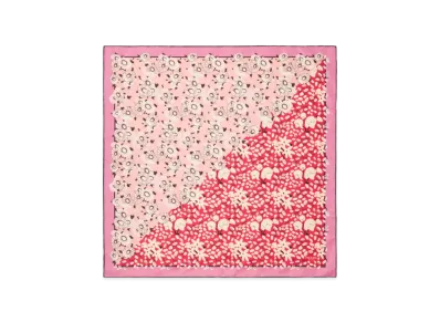 PRADA Printed Silk Twill Scarf 55cm x 55cm "Pink/Red"