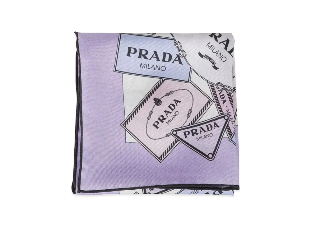 PRADA Women's Printed Silk Twill Scarf "Purple"