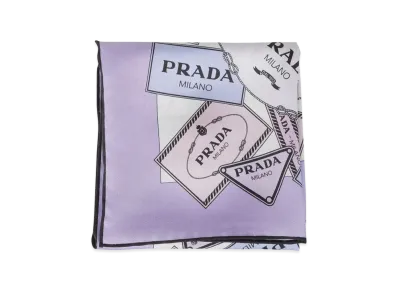 PRADA Women's Printed Silk Twill Scarf "Purple"