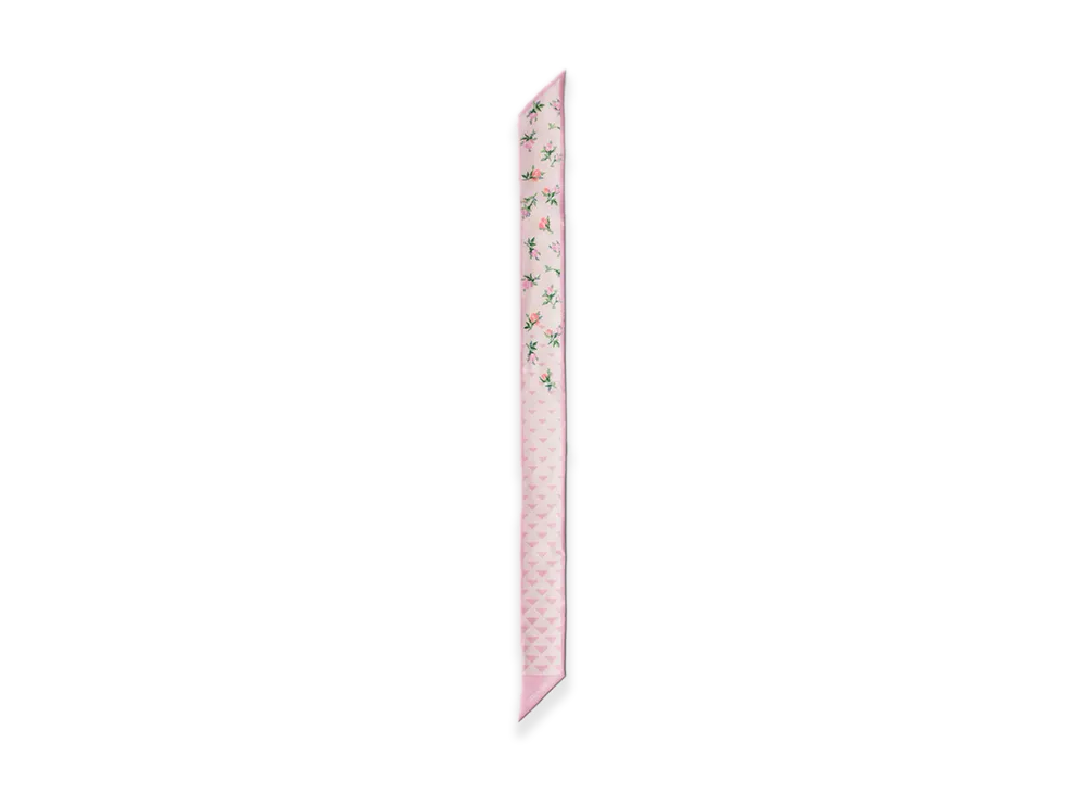 PRADA Printed Silk Twill Skinny Scarf "Pink"
