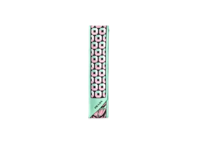 PRADA Printed Silk Twill Skinny Scarf "Mint/Petalas"