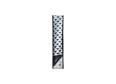 PRADA Printed Silk Twill Skinny Scarf "Black/Sky Blue"