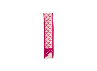 PRADA Printed Silk Twill Skinny Scarf "Pink/Albino"