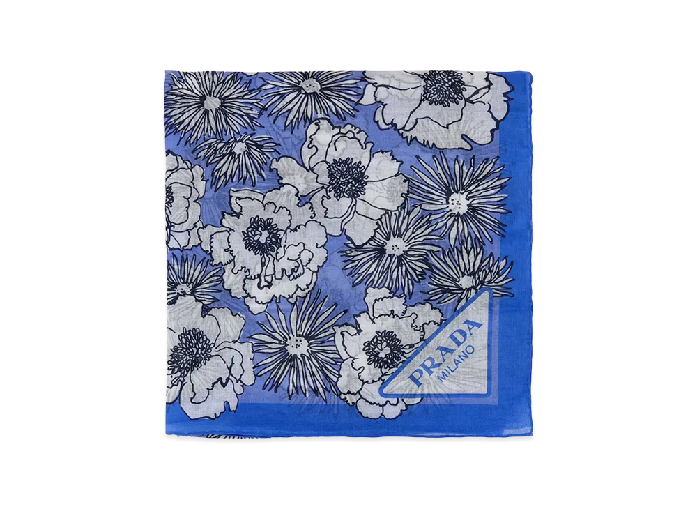 PRADA Women's Printed Cotton Foulard "Light Blue"