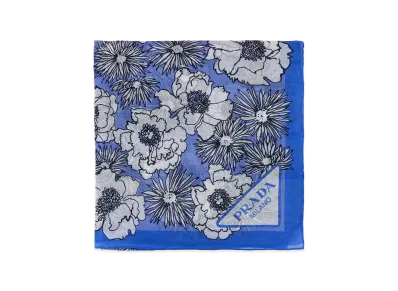 PRADA Women's Printed Cotton Foulard "Light Blue"