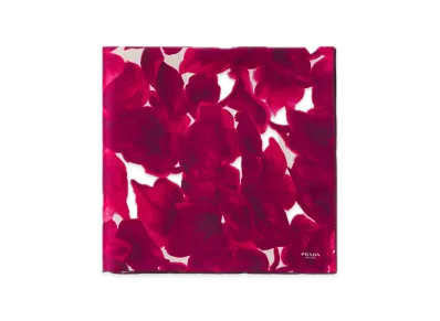 PRADA Printed Silk Shantung Scarf 65 x 65 "Purple/White"