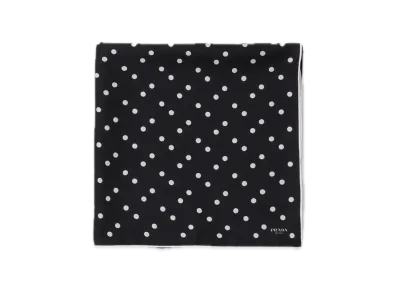 PRADA Printed Silk Twill Scarf 65 x 65 "Black/White"