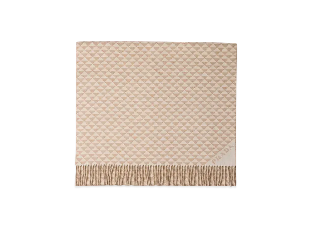 PRADA Symbole Double Wool and Cashmere Stole "Natural"