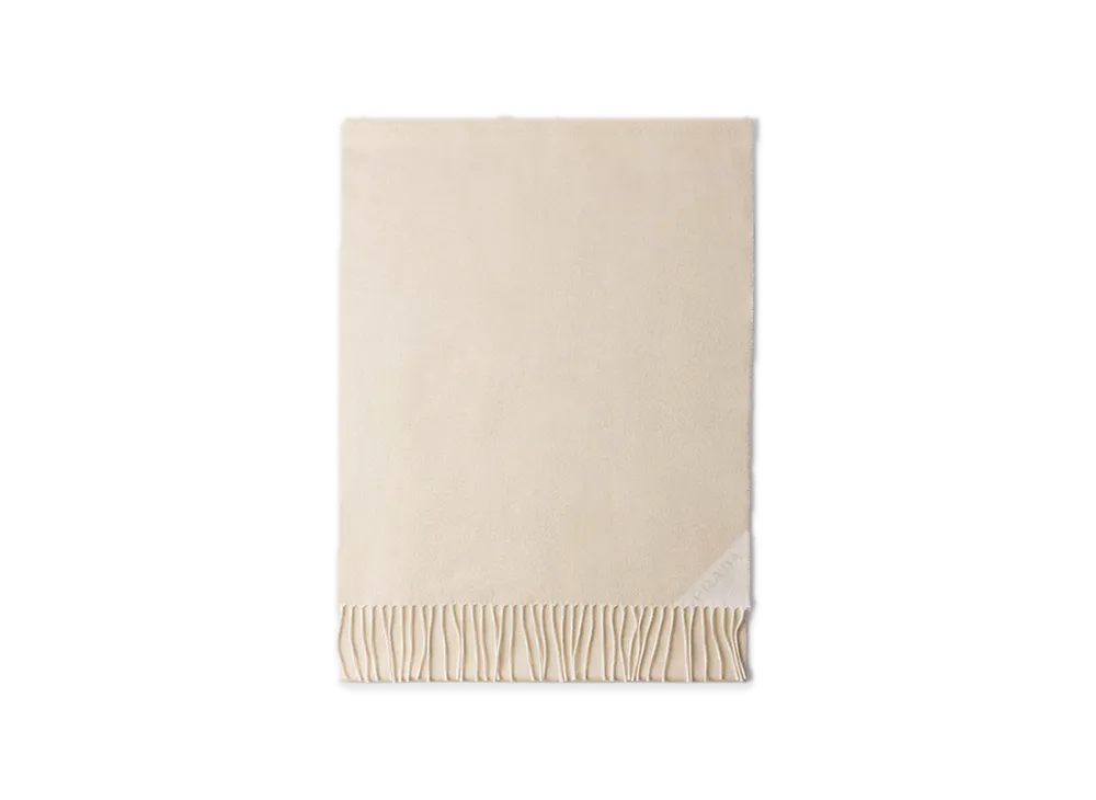 PRADA Jacquard Evening Silk x Cashmere x Lure x Scarf "Gold/White"