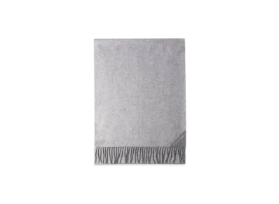 PRADA Jacquard Evening Silk, Cashmere and Lurex Scarf "Silver/Off White"