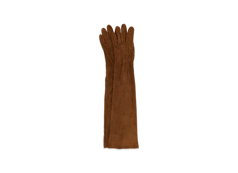 PRADA Women's Suede Long Gloves "Brown"