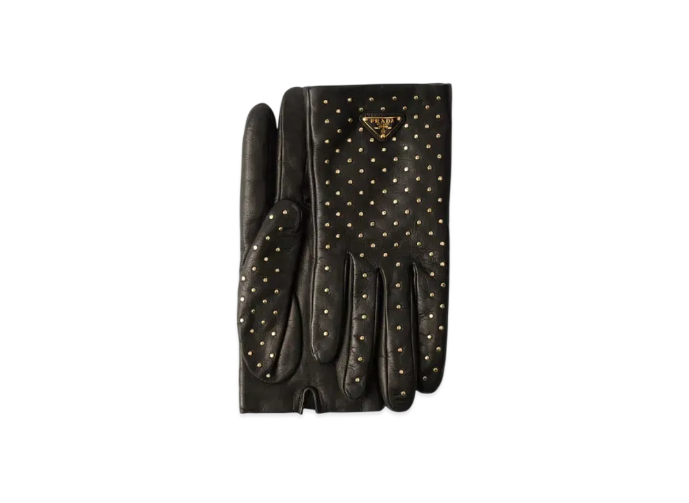 PRADA Studded Nappa Leather Gloves "Black"