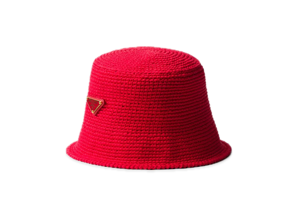 PRADA Crochet Bucket Hat "Red"