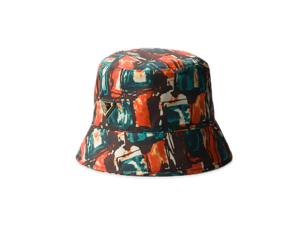 PRADA Printed Re-Nylon Bucket Hat "Orange"