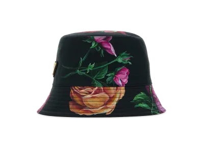 PRADA Women's Printed Cotton Bucket Hat "Black"