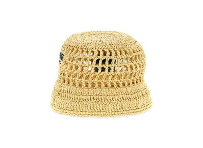 PRADA Women's Crochet Logo Bucket Hat "Beige"