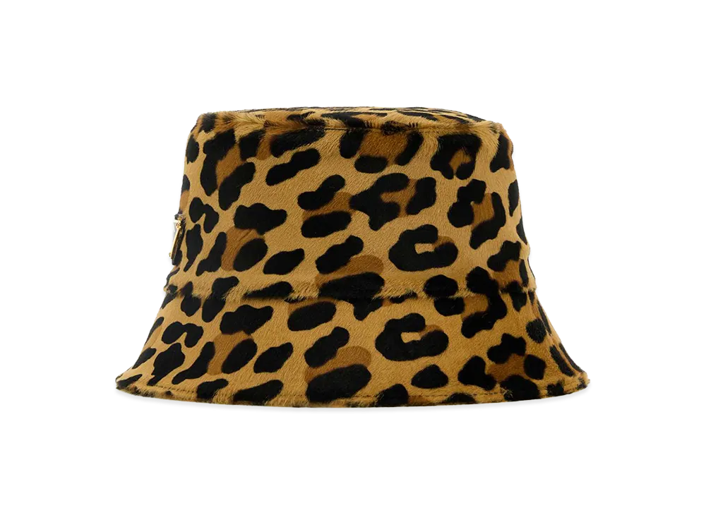PRADA Women's Printed Calf Hair Bucket Hat "Animal Print"