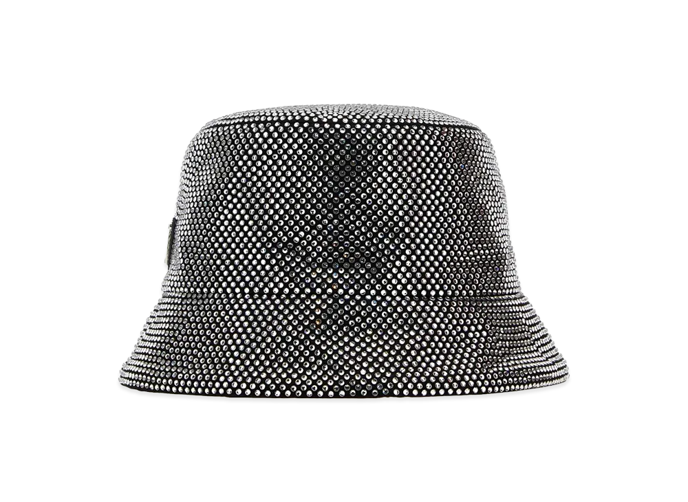 PRADA Women's Embellished Fabric Bucket Hat "Black"