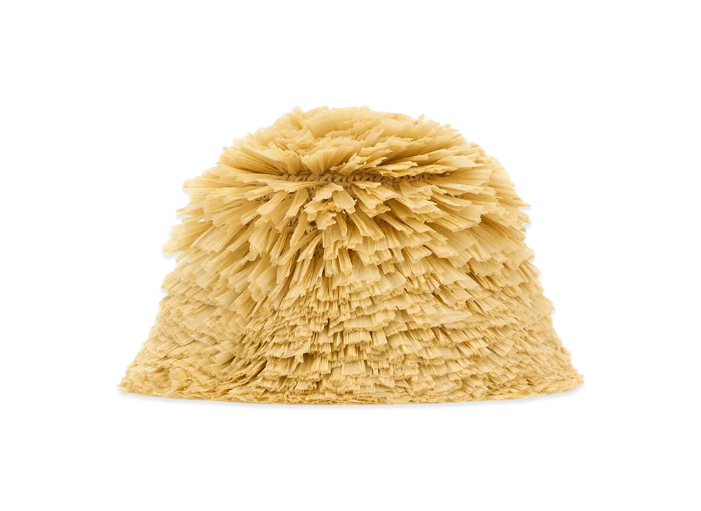 PRADA Women's Embellished Raffia Bucket Hat "Beige"