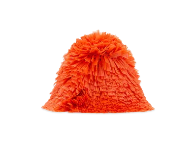 PRADA Women's Embellished Raffia Bucket Hat "Orange"