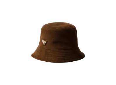 PRADA Suede Bucket Hat "Dark Brown"