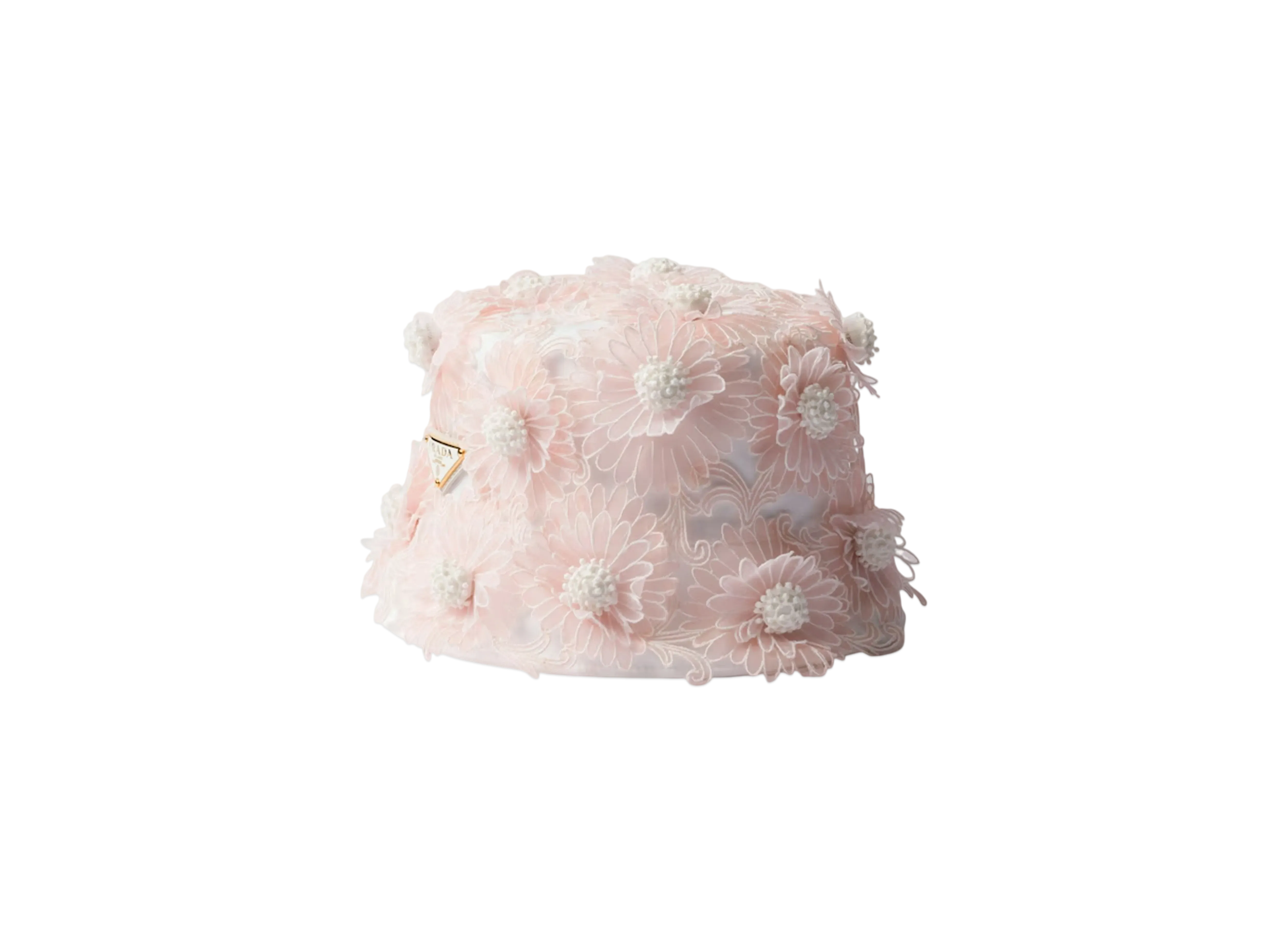 PRADA Guipure Lace Bucket Hat "Pink"