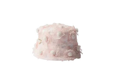 PRADA Guipure Lace Bucket Hat "Pink"