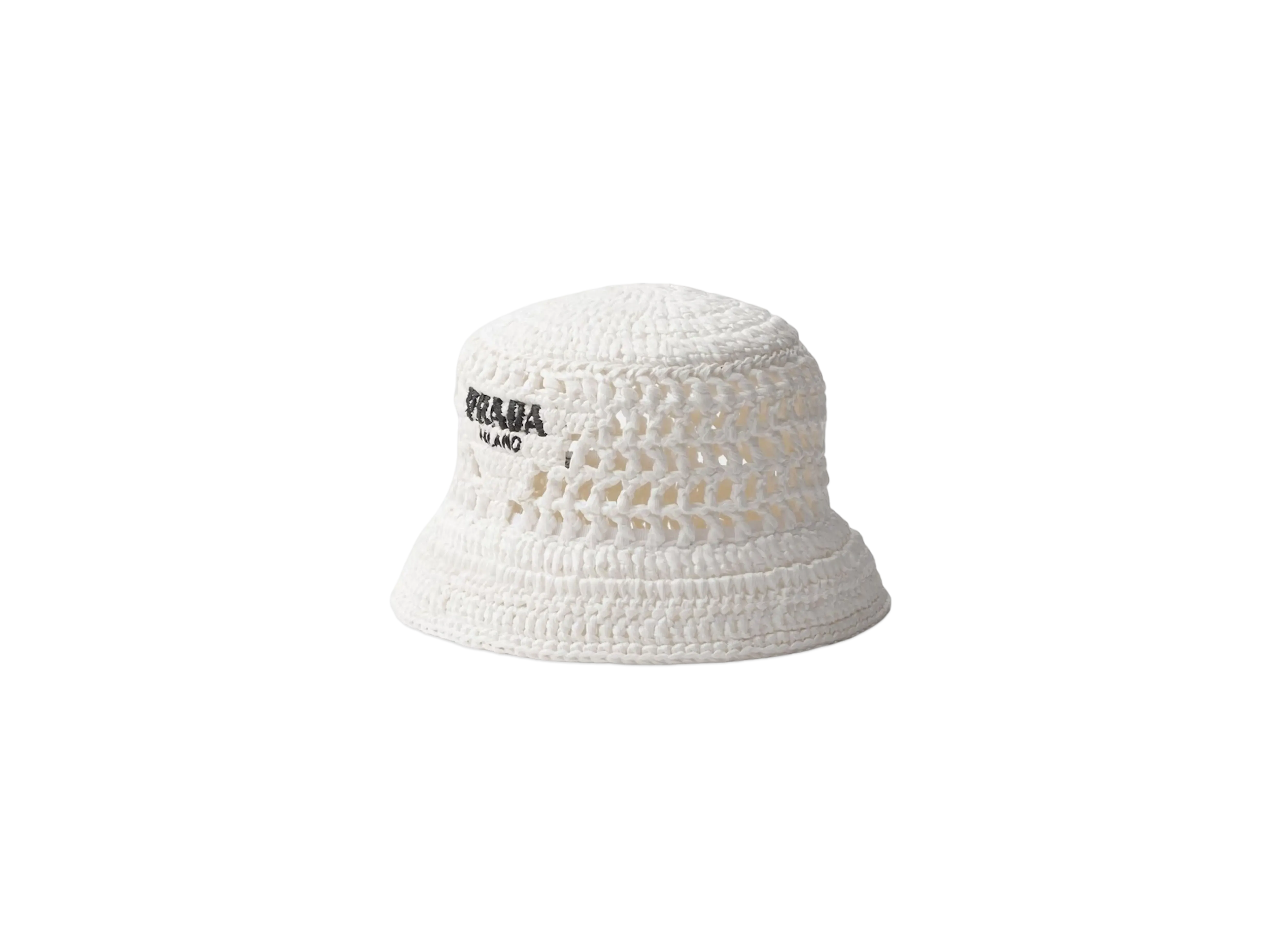 PRADA Crochet Bucket Hat "White"