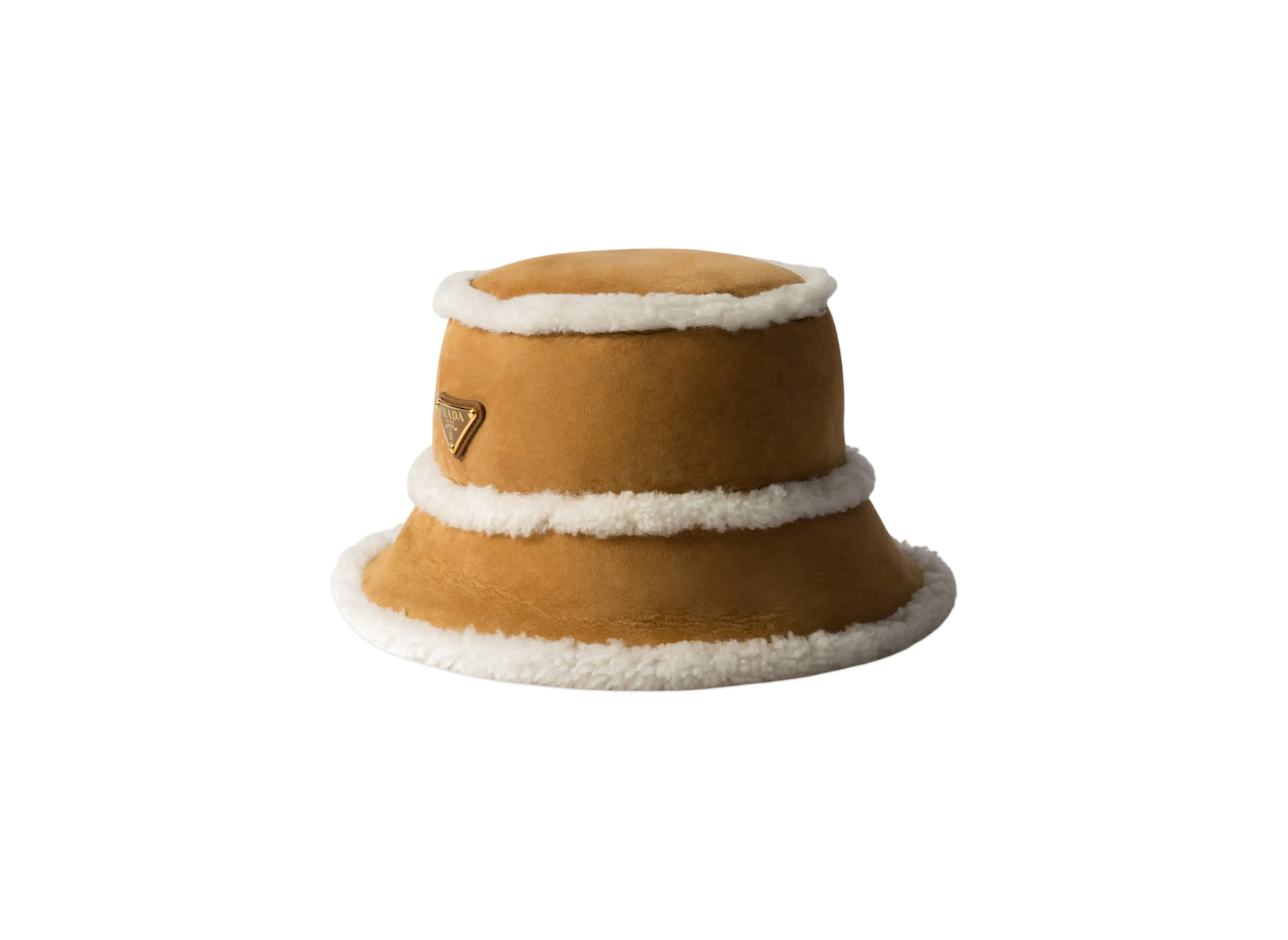 PRADA Suede Shearling Bucket Hat "Beige"