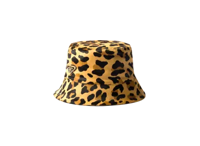PRADA Printed Leather Bucket Hat "Beige"