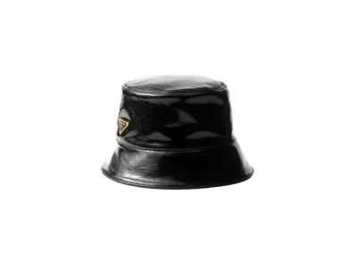 PRADA Naplak Patent Leather Bucket Hat "Black"