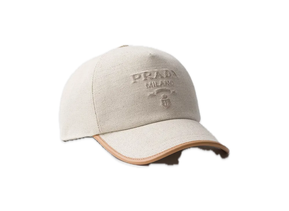 PRADA Linen-Blend Baseball Cap "Natural"
