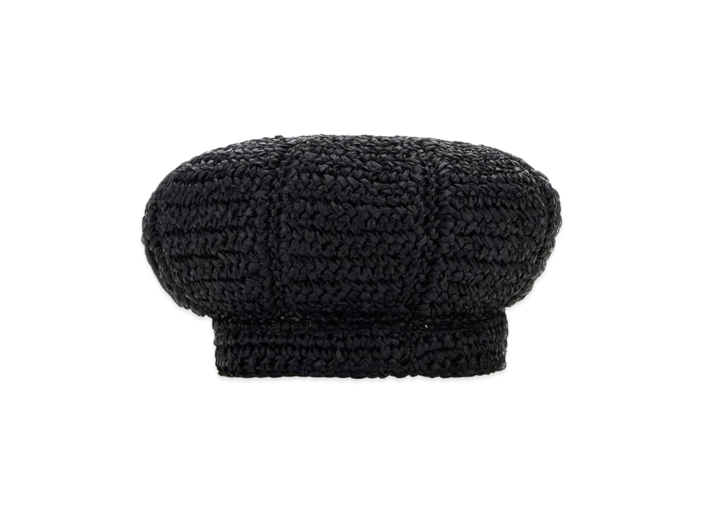 PRADA Women's Rafia Baker Boy Hat "Black"