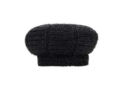 PRADA Women's Rafia Baker Boy Hat "Black"