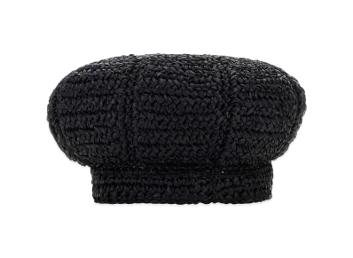 PRADA Women's Rafia Baker Boy Hat "Black"