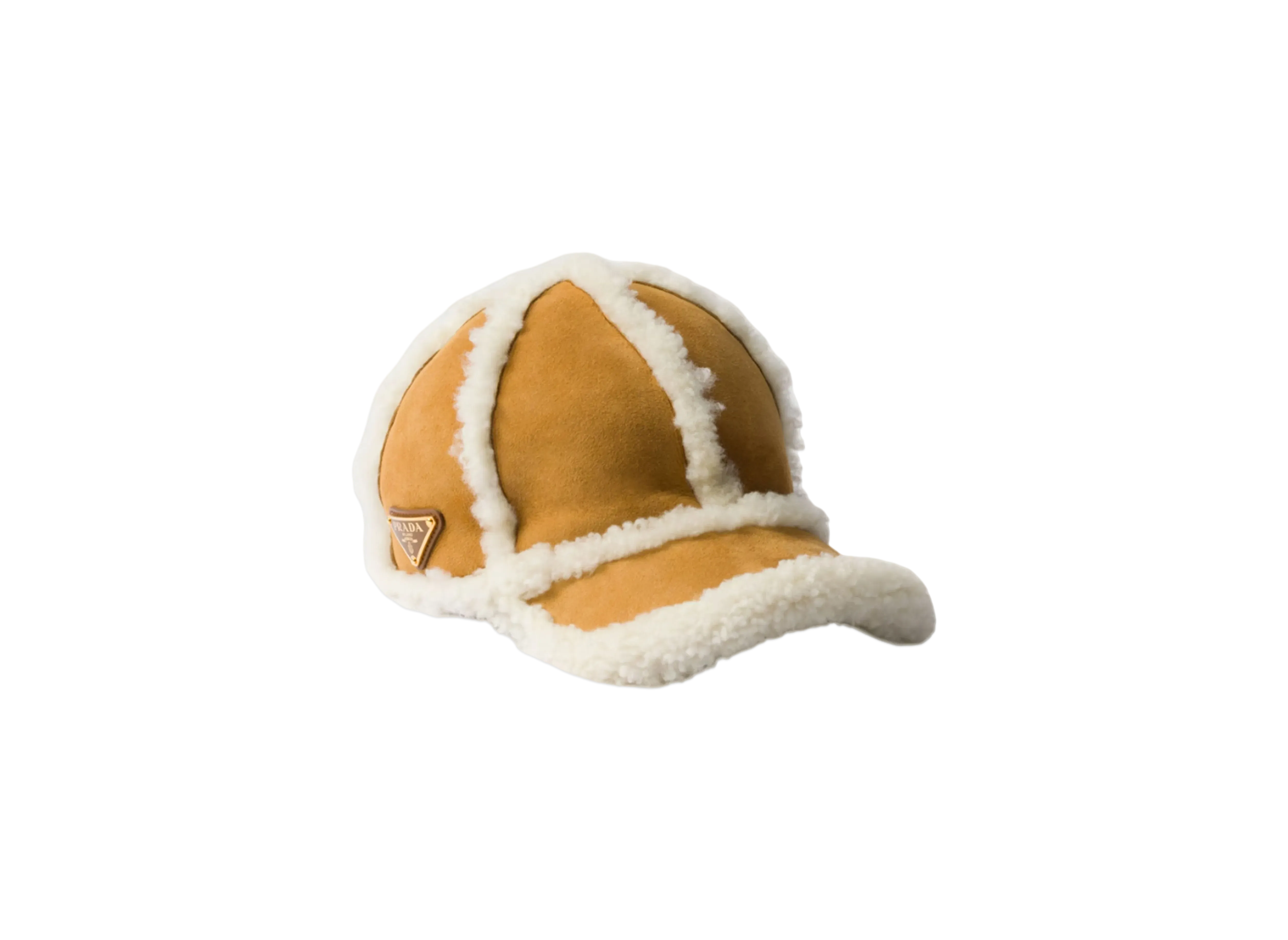 PRADA Suede Shearling Baseball Cap "Beige"