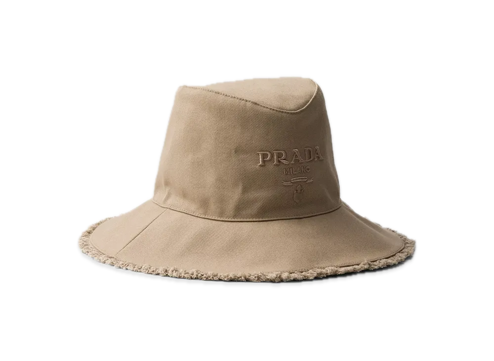 PRADA Wide-Brim Drill Bucket Hat "Khaki"