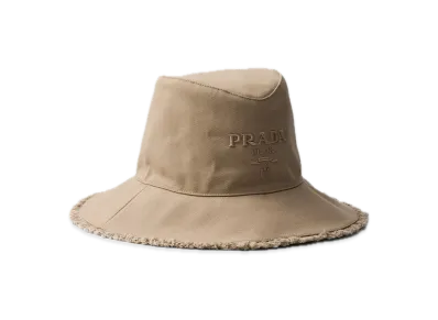PRADA Wide-Brim Drill Bucket Hat "Khaki"