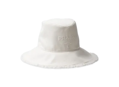 PRADA Wide-Brim Drill Bucket Hat "White"