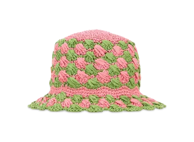 PRADA Women's Two-Tone Raffia Bucket Hat "Multicoloured"