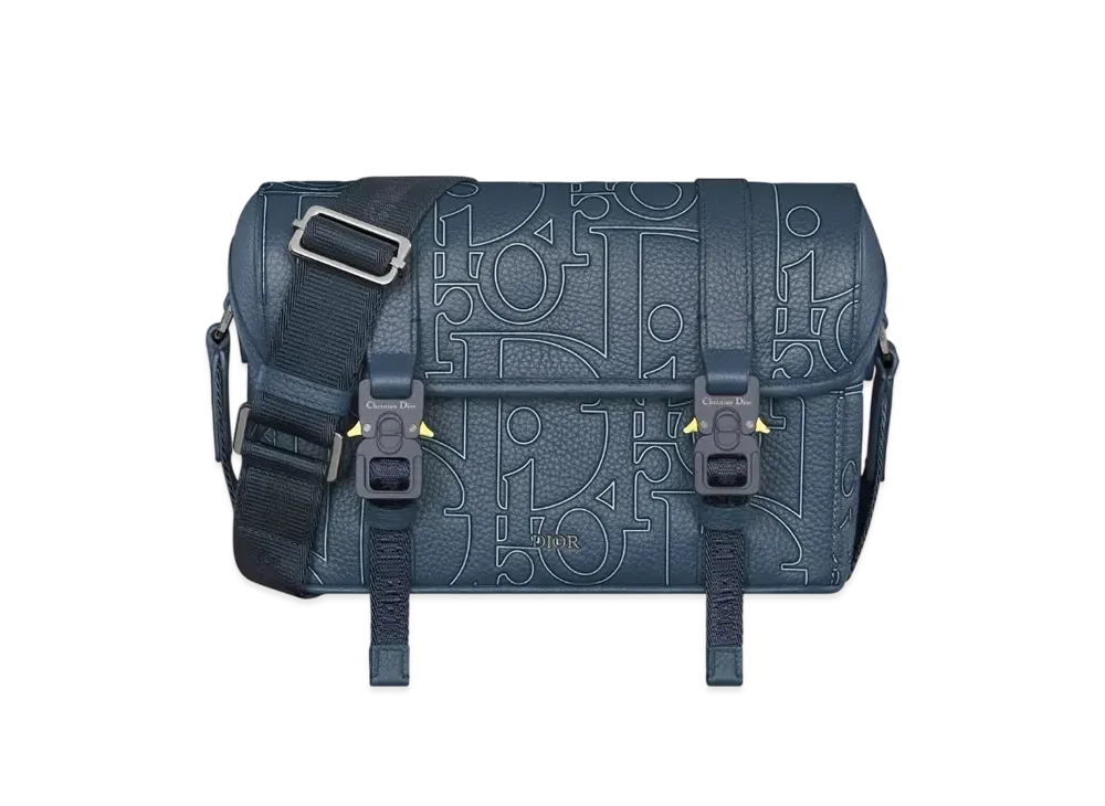 Dior Hit the Road Messenger Bag with Flap Dior Gravity Outline Leather and Grained Calfskin "Navy Blue"