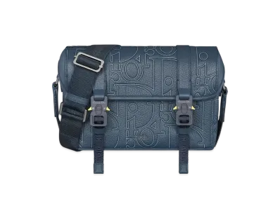 Dior Hit the Road Messenger Bag with Flap Dior Gravity Outline Leather and Grained Calfskin "Navy Blue"